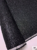 Italian Metallic Eyelash Wool Tweed Suiting - Black