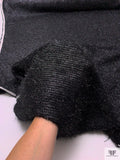 Italian Metallic Eyelash Wool Tweed Suiting - Black