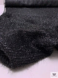 Italian Metallic Eyelash Wool Tweed Suiting - Black