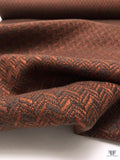 French Herringbone Virgin Wool Coating - Dark Brown / Cinnamon Brown
