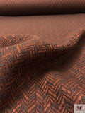 French Herringbone Virgin Wool Coating - Dark Brown / Cinnamon Brown