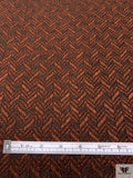 French Herringbone Virgin Wool Coating - Dark Brown / Cinnamon Brown