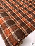 Italian Plaid Jacket Weight Tweed - Brown / Ginger Brown / Tan
