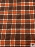 Italian Plaid Jacket Weight Tweed - Brown / Ginger Brown / Tan