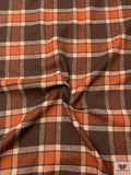 Italian Plaid Jacket Weight Tweed - Brown / Ginger Brown / Tan