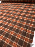Italian Plaid Jacket Weight Tweed - Brown / Ginger Brown / Tan
