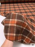 Italian Plaid Jacket Weight Tweed - Brown / Ginger Brown / Tan