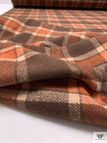 Italian Plaid Jacket Weight Tweed - Brown / Ginger Brown / Tan