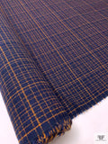 Italian Plaid Loopy Bouclé Lightweight Tweed - Navy Blue / Orange