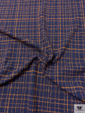 Italian Plaid Loopy Bouclé Lightweight Tweed - Navy Blue / Orange