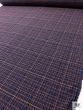 Italian Plaid Loopy Bouclé Lightweight Tweed - Navy Blue / Orange
