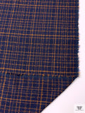 Italian Plaid Loopy Bouclé Lightweight Tweed - Navy Blue / Orange