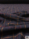 Italian Chunky Bouclé Plaid Wool-Blend Jacket Weight Tweed - Navy / Windsor Tan / Wine