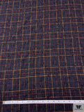 Italian Chunky Bouclé Plaid Wool-Blend Jacket Weight Tweed - Navy / Windsor Tan / Wine