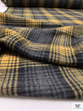 Plaid Jacket Weight Wool Flannel - Medallion Yellow / Black / Grey