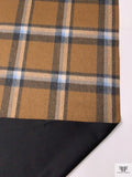 Italian Plaid Brushed Coating with Backing - Sugar Brown / Navy / Carolina Blue