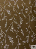 Italian Metallic Jacquard Floral Gabardine Jacket Weight - Olive Brown / Silver