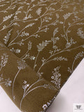 Italian Metallic Jacquard Floral Gabardine Jacket Weight - Olive Brown / Silver