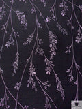 Italian Metallic Jacquard Floral Gabardine Jacket Weight - Black / Metallic Light Lilac