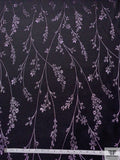 Italian Metallic Jacquard Floral Gabardine Jacket Weight - Black / Metallic Light Lilac