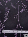 Italian Metallic Jacquard Floral Gabardine Jacket Weight - Black / Metallic Light Lilac