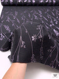 Italian Metallic Jacquard Floral Gabardine Jacket Weight - Black / Metallic Light Lilac