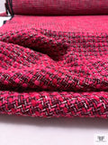 Chunky Tweed with Fused Backing - Hot Pink / Magenta / Black