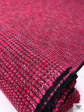 Chunky Tweed with Fused Backing - Hot Pink / Magenta / Black