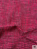 Chunky Tweed with Fused Backing - Hot Pink / Magenta / Black