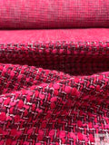 Chunky Tweed with Fused Backing - Hot Pink / Magenta / Black
