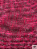 Chunky Tweed with Fused Backing - Hot Pink / Magenta / Black
