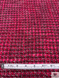 Chunky Tweed with Fused Backing - Hot Pink / Magenta / Black