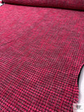 Chunky Tweed with Fused Backing - Hot Pink / Magenta / Black
