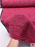 Chunky Tweed with Fused Backing - Hot Pink / Magenta / Black