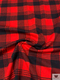 Made in USA Plaid Wool Coating - Red / Black