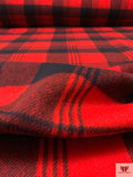 Made in USA Plaid Wool Coating - Red / Black