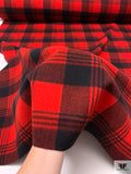 Made in USA Plaid Wool Coating - Red / Black
