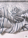 Scaley Lines Printed Cotton Voile - White / Navy / Turquoise