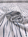 Scaley Lines Printed Cotton Voile - White / Navy / Turquoise