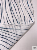 Scaley Lines Printed Cotton Voile - White / Navy / Turquoise