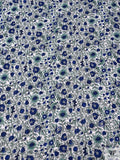 Floral Vines and Birds Printed Cotton Voile - Blue / White / Seafoam