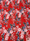 Floral Printed Cotton Voile - Red / White / Blues / Greens