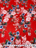 Floral Printed Cotton Voile - Red / White / Blues / Greens