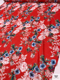Floral Printed Cotton Voile - Red / White / Blues / Greens