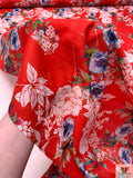 Floral Printed Cotton Voile - Red / White / Blues / Greens