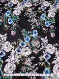 Floral Printed Cotton Voile - Blue / White / Greens / Black