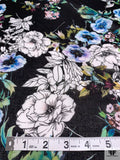 Floral Printed Cotton Voile - Blue / White / Greens / Black