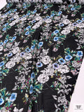 Floral Printed Cotton Voile - Blue / White / Greens / Black