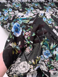 Floral Printed Cotton Voile - Blue / White / Greens / Black