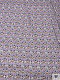 Leaf Stems Printed Cotton Voile - Lilac / Soft Blue / Tangerine / White / Black